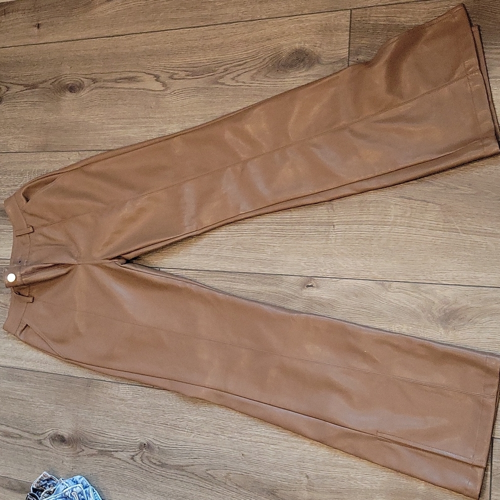 The Kript flared Vegan Leather pants